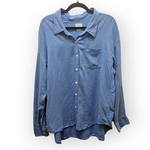 Wilfred Free Aritzia Blue Linen Blend Oversized Button Down Shirt Small 97084